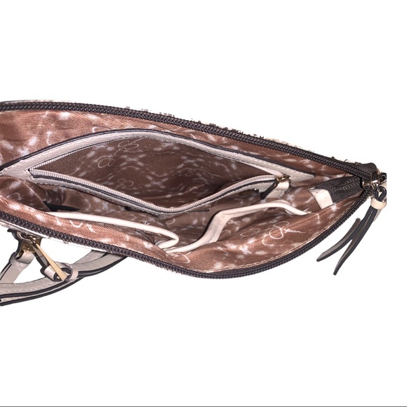 Jessica Simpson Faux Leather Python Snake Skin Soft Clutch Zipper Purse - Picture 9 of 12